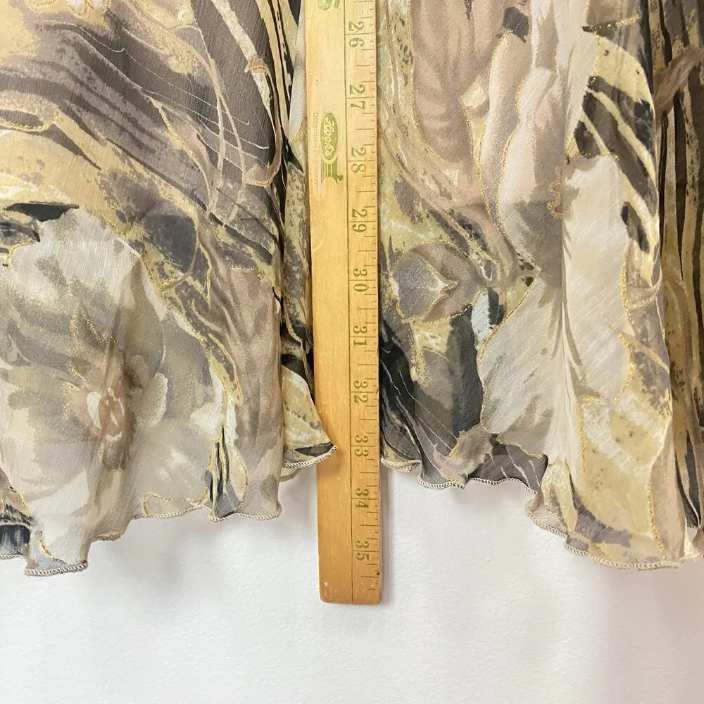 Vintage Women Med Midi Skirt Paisley Fairycore Garden Fairy Lined Goblincore Green - Image 5