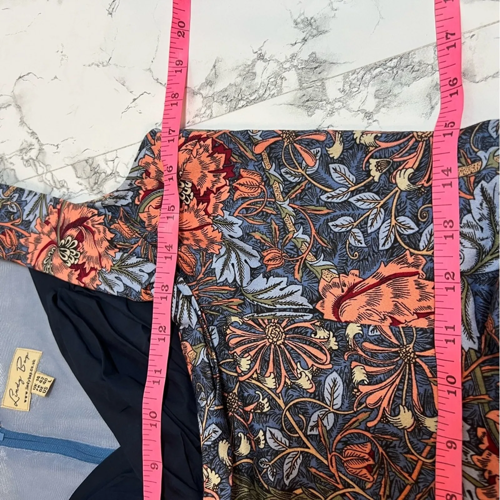 Lindy Bop Ophelia Retro Pin Up Blue Floral Pin Up Swing Rockabilly Dress Sz L Size L - Image 5