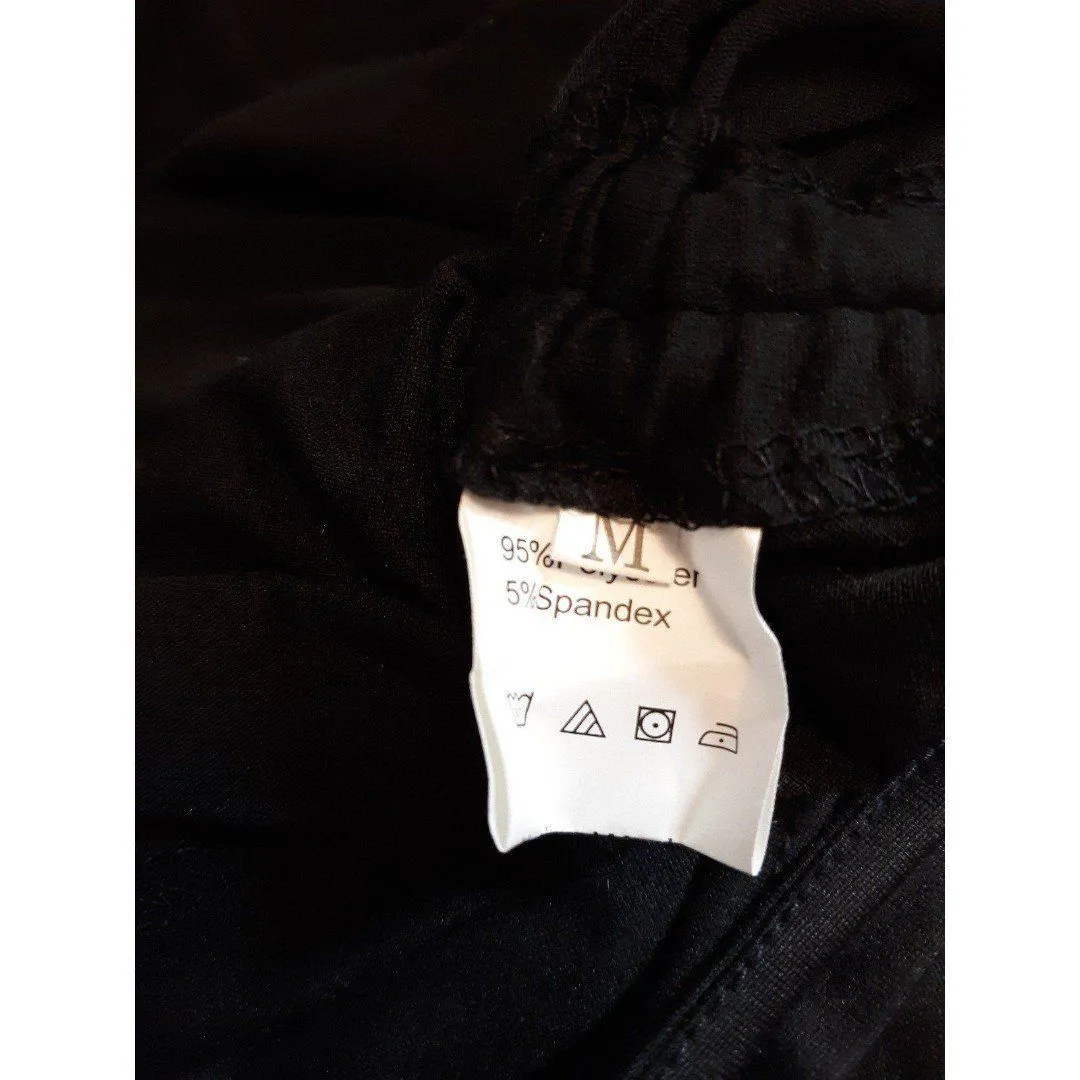 Solid black adjustable drawstring ruched side dress Size M - Image 3