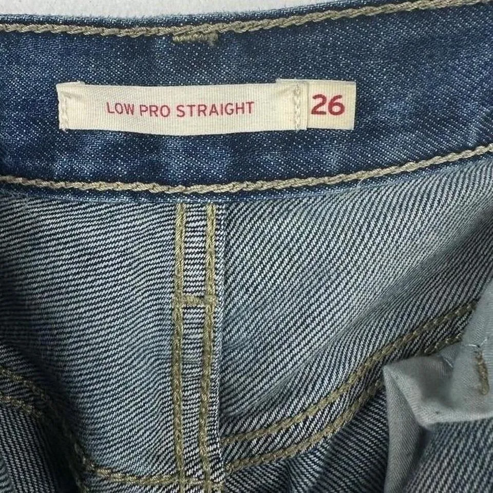 Levis Jeans Women Sz 26 Low Pro Straight Medium Wash Denim Straight Leg Mid Rise - Image 5