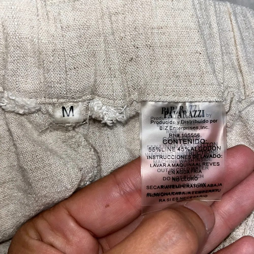 Paparazzi by Biz Floral Embroidered Linen Cargo‎ Jogger Pant Cream Medium - Image 10