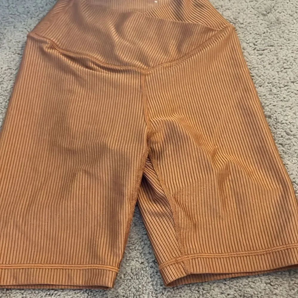 Aerie Offline Bike Shorts High Rise Real Me Metallic Copper Ribbed Size small - Image 5