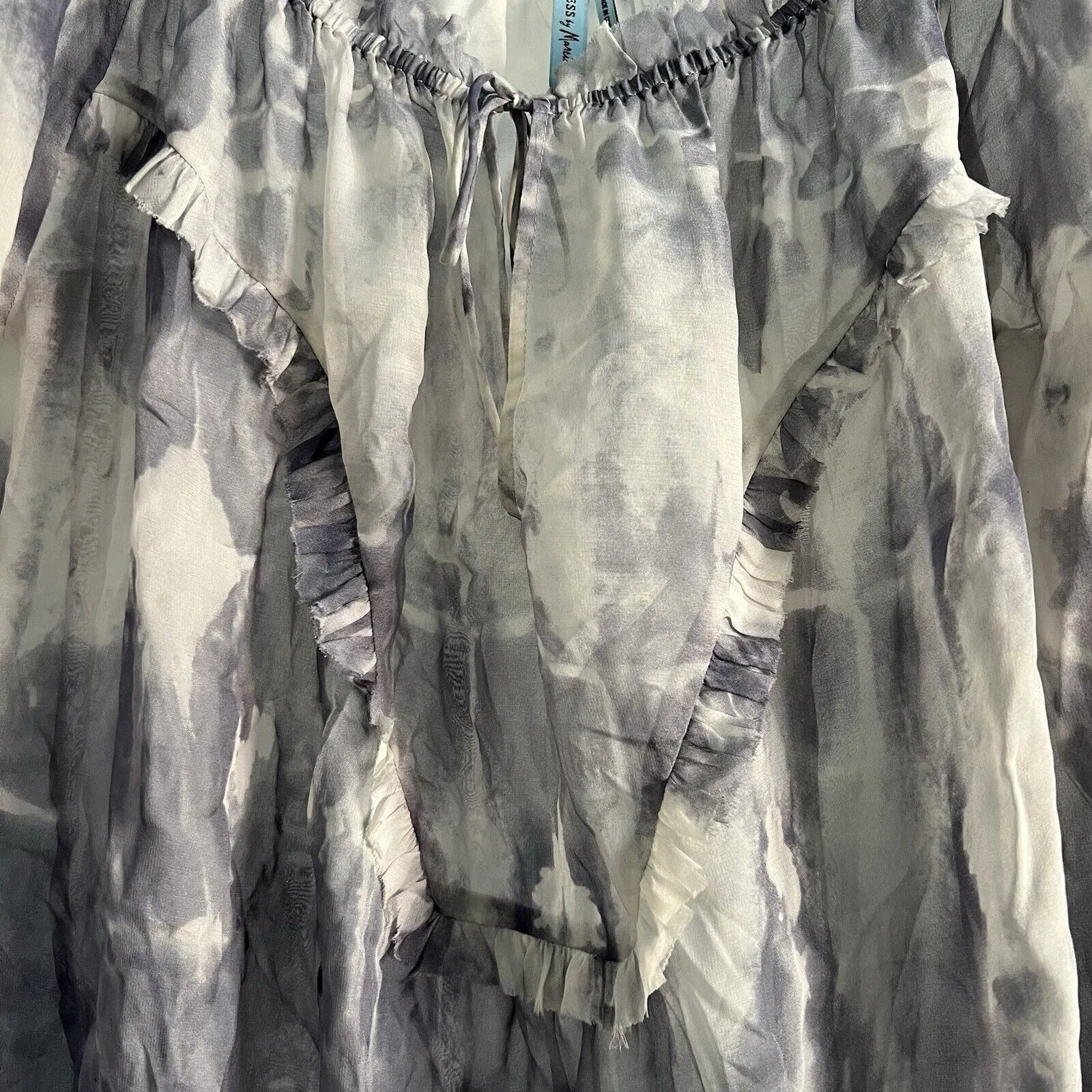 Y2K Silk Peasant Blouse Flowy Cloud Guess by Marciano Sheer Size Medium - Image 3