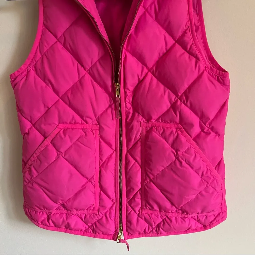 J. Crew Hot Pink Sleeveless Puffer Vest | XS - Image 4