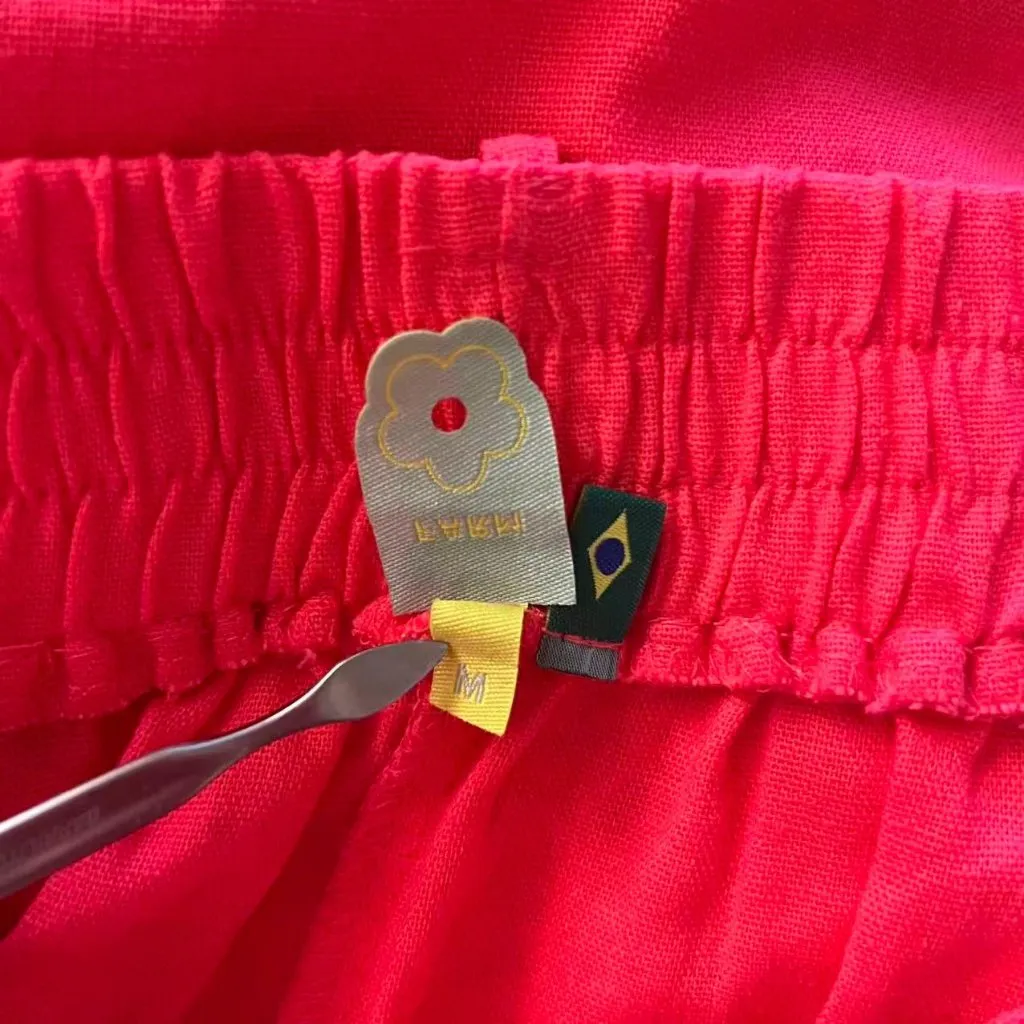 NWOT Farm Rio Pleated Linen Blend Pink Shorts Size M Elastic Stretch Pockets - Image 9