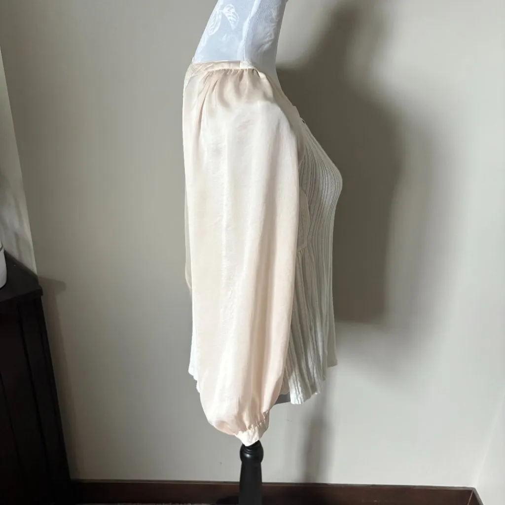 Meadow Rue For Anthropologie Cream Kersee Henley Long Sleeve Top Size Small White - Image 3