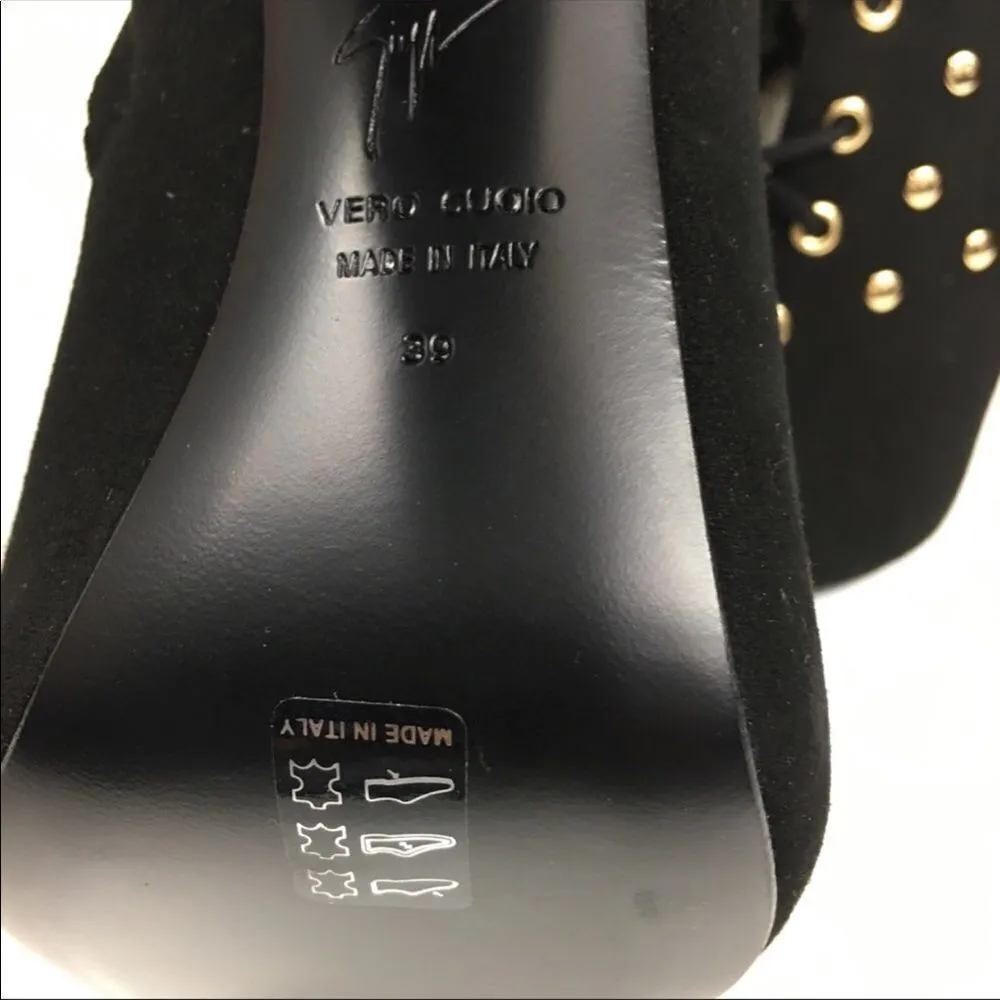 GiuseppeĀ Zanotti AlienāStudded Black Suede Peep ToeāHeeled Booties - Image 9