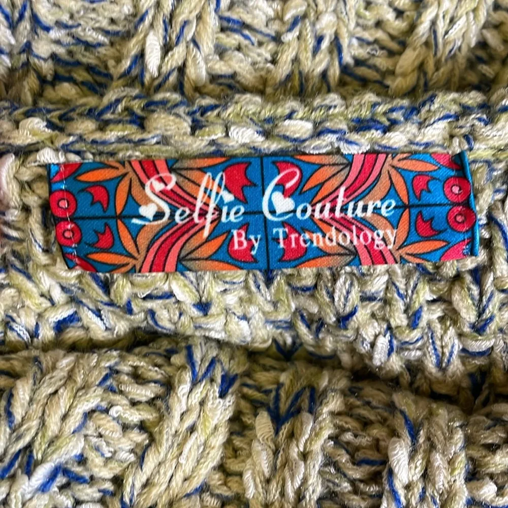 Crochet lagenlook pull over layered sleeveless long sweater vest dress ramie Tan - Image 7