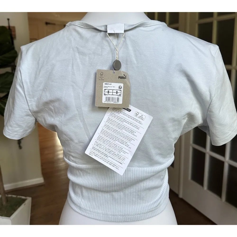 Puma  Women's Classic Structured Crop Basic T-shirt Blue Size M - Image 11