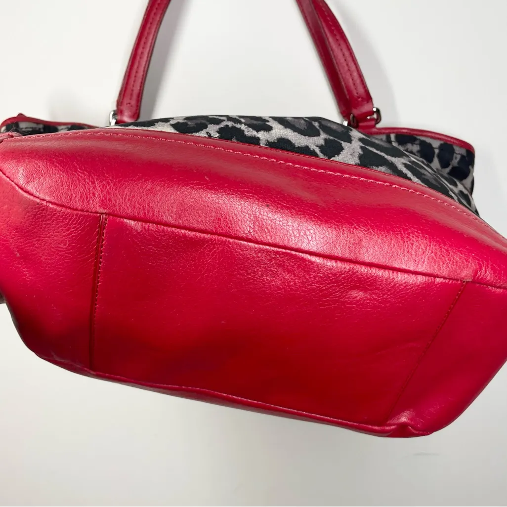 Coach Park Ocelot Print Carrie Tote Bag Satchel Purse Red Leather Logo F25178 - Image 11