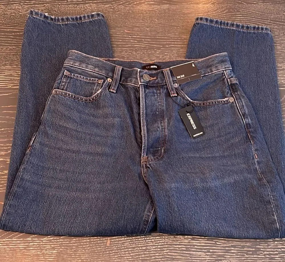 Express High Waisted Original Crop Dad Jeans, Size 4 New - Image 4