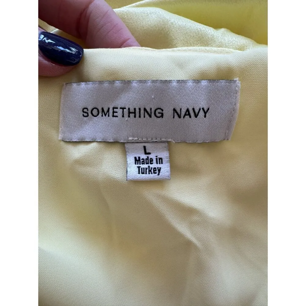 Something Navy Dress Women Large Yellow Silky Essential Criss Cross Back Slip - Image 10