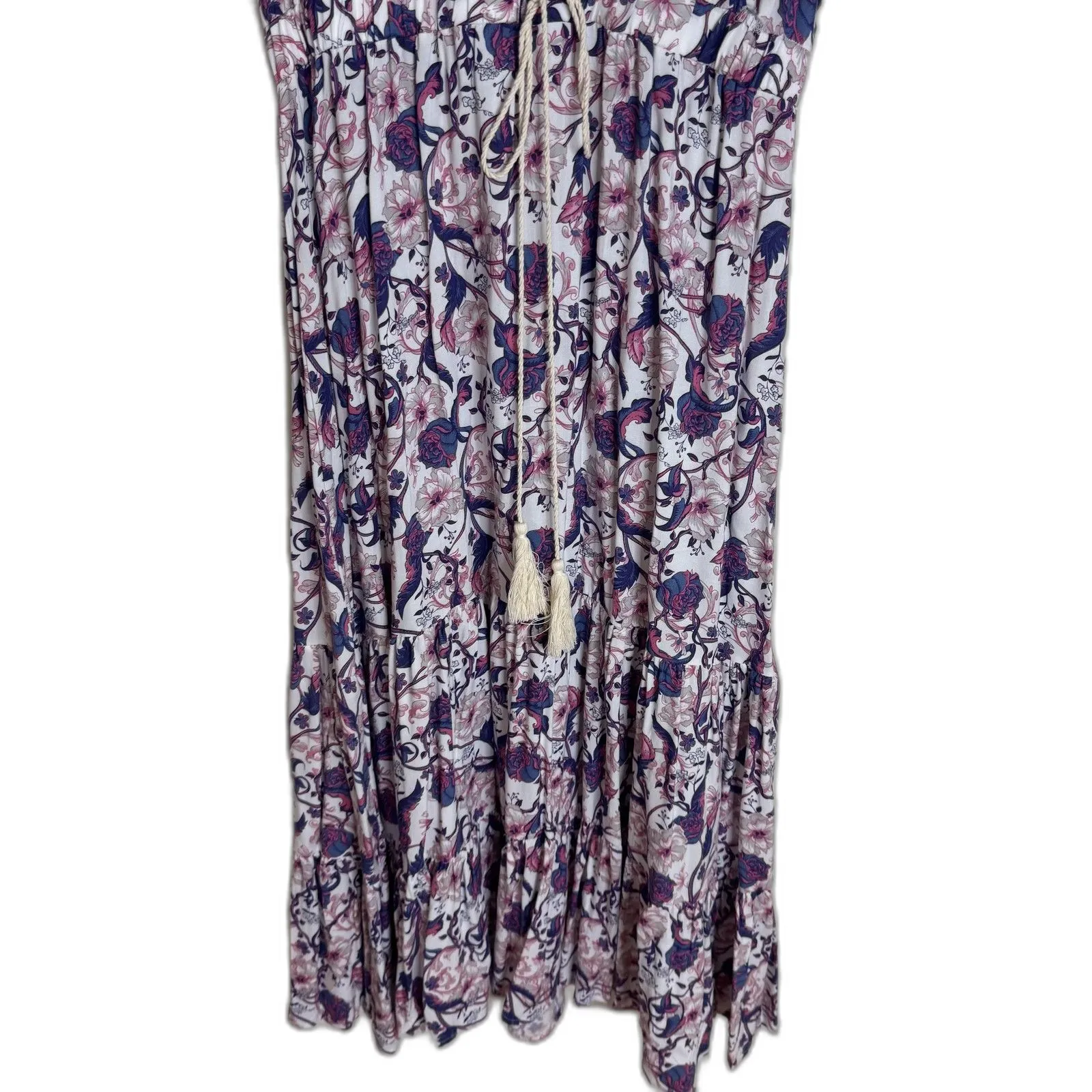 anthropologie sunday Mi Amor Dress Womens M Floral Crochet Lace Midi Tie Waist - Image 3