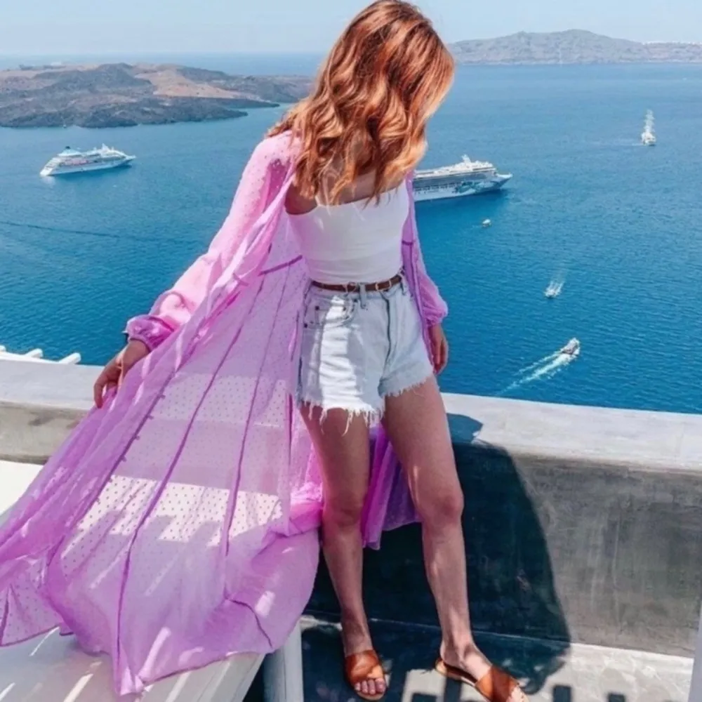 Express X Rocky Barnes Sheer Dot Kimono Duster Y2K - Image 2