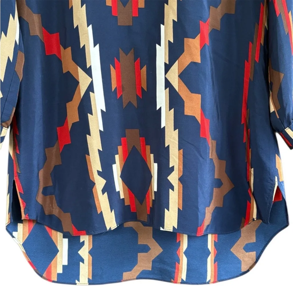 EUC Amanda Uprichard Silk Aztec
Print Tunic Top Size Medium - Image 6