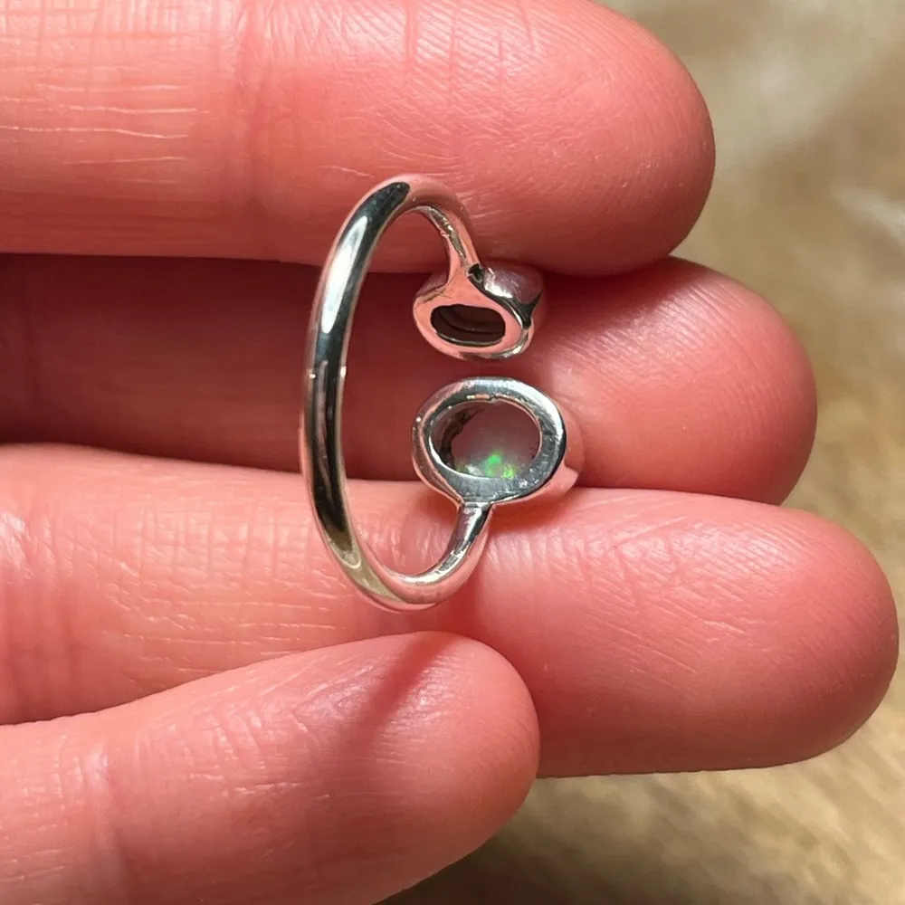 NWOT Two Stone Ethiopian Opal 925 Sterling Silver Adjustable Ring - Image 12