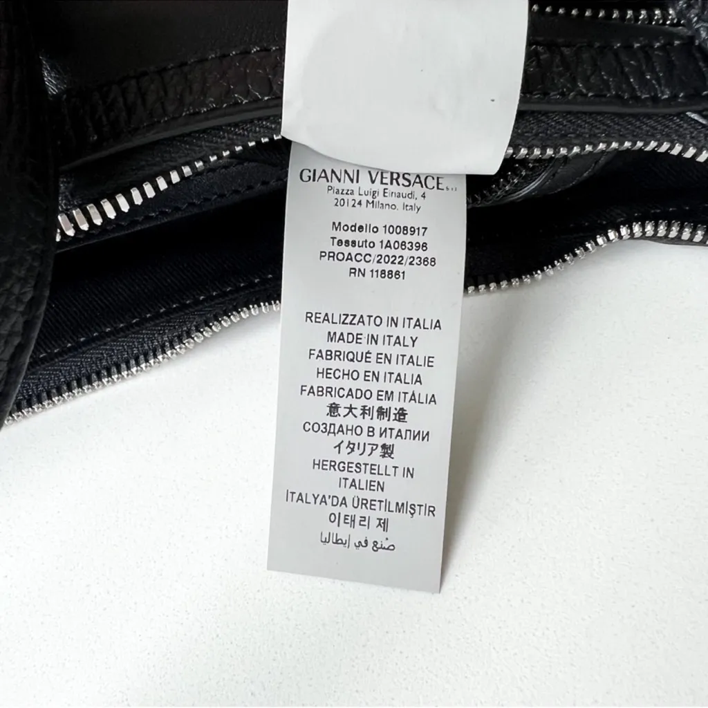 NWOT Versace Medium Medusa Zip Leather Hobo Shoulder Bag in Black and Silver - Image 12