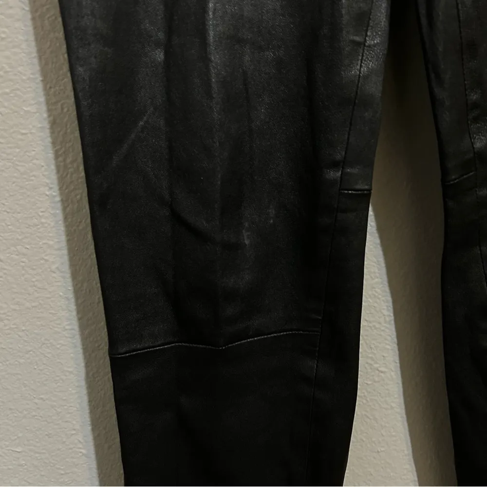 Vince Slim Fit Black 100% Leather Moto Legging Ankle Zip Trousers size small - Image 14