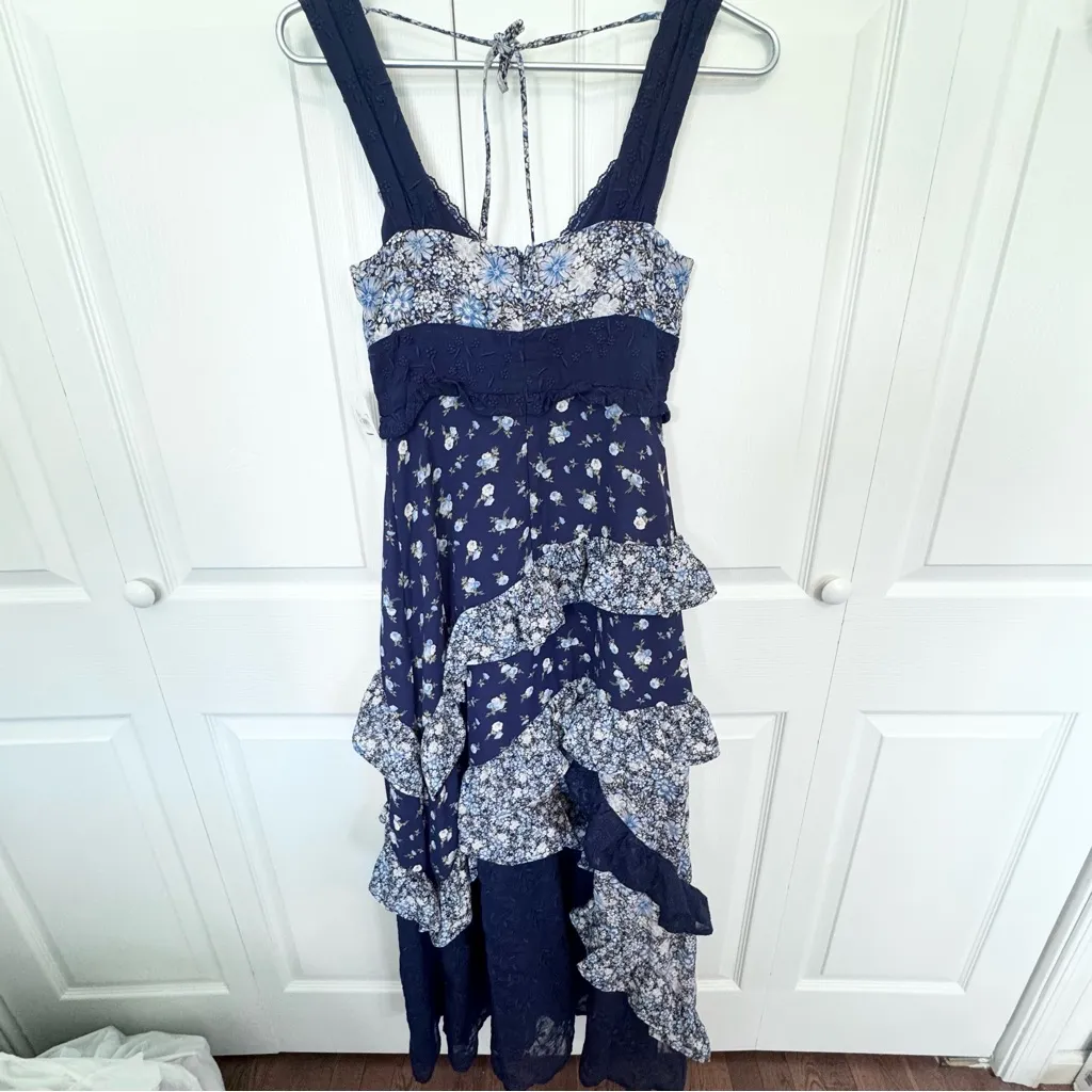 NWT ALTARD STATE Navy Maxi Patchwork Dress XS - Image 11