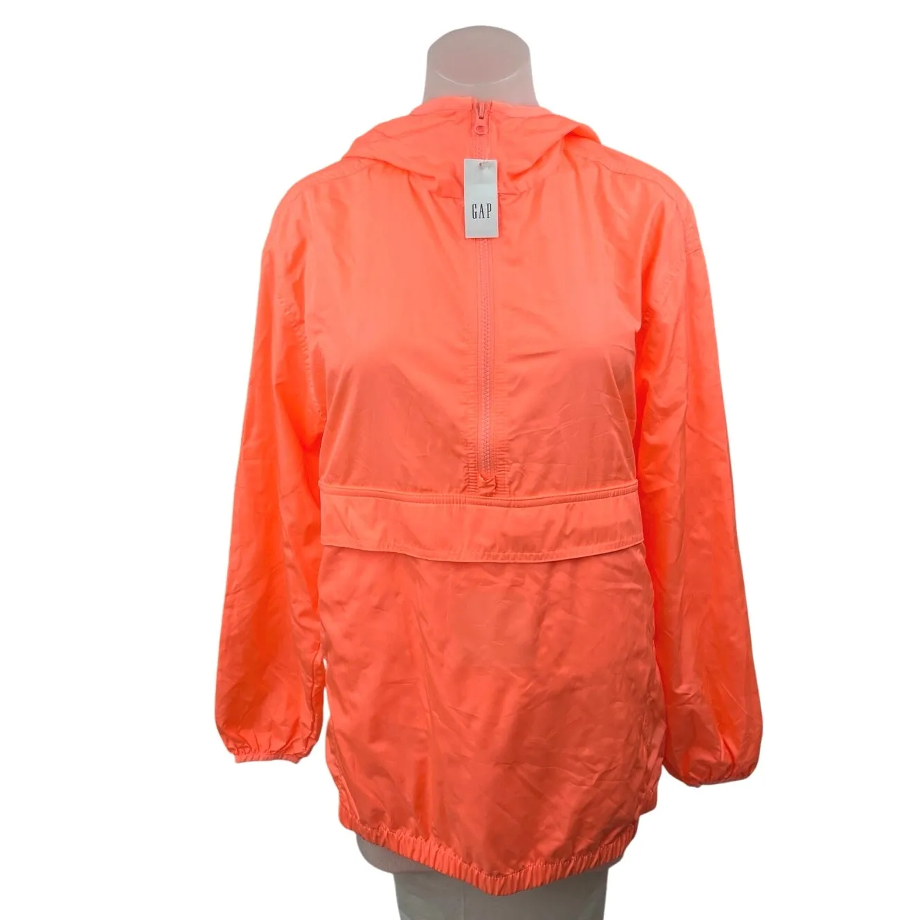 NEW Gap Orange Water Resistant Rain Coat Foldable Windbreaker Jacket Size XXS/XS - Image 2