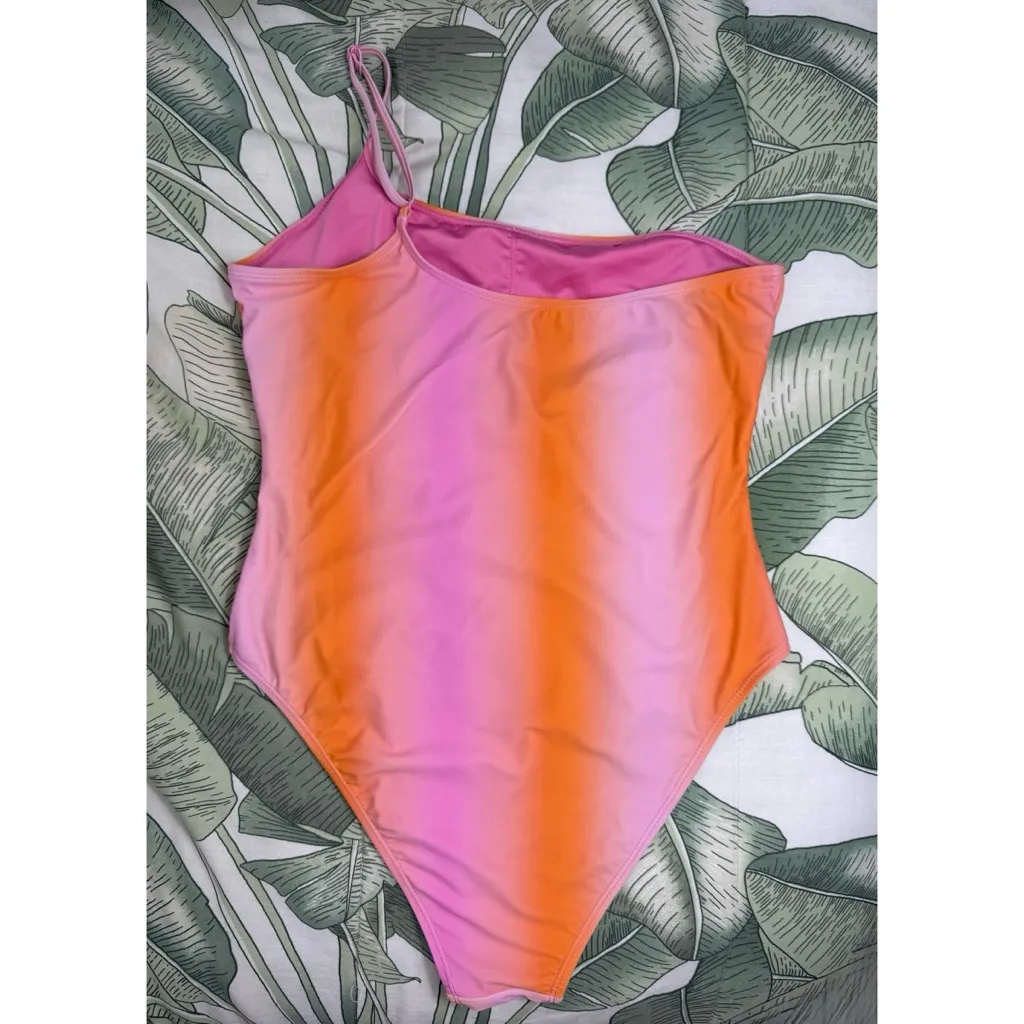 Kendall Kylie Pink Orange Ombre Sunset Tie Dye One Piece Swimsuit Size Large - Image 2