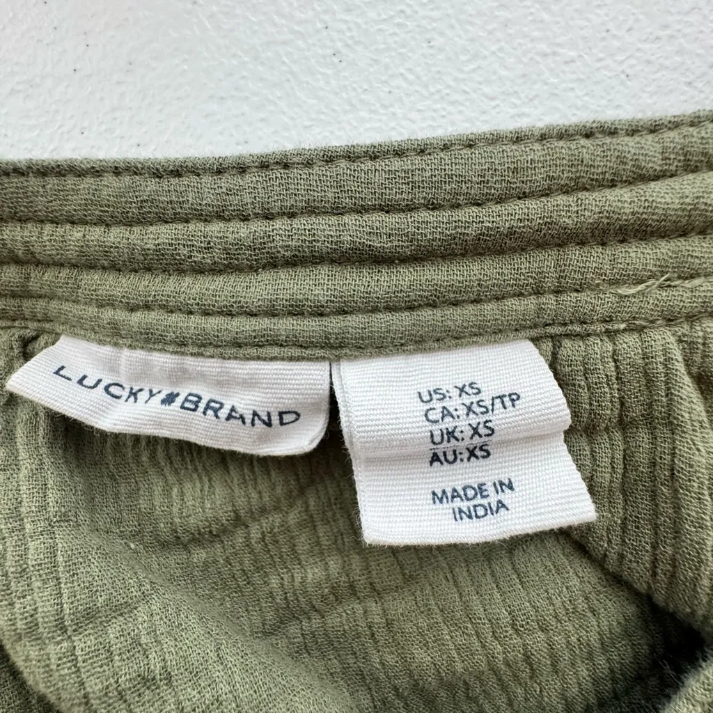 Lucky Brand Wrinkle Cotton/Gauze Tie Waist  Midi Dress Size XS - Image 3