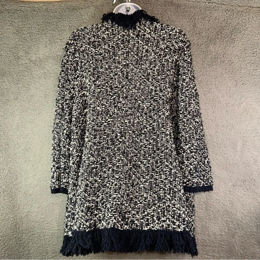 Lane Bryant Sweater Womens 22 Navy White Fringe Ankara Woven Open Front Cardigan - Image 5