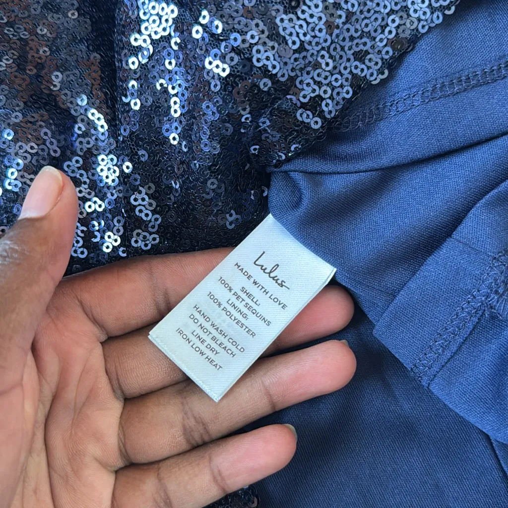 Lulus Light Up the Night Navy Blue Sequin Shift Mini Dress SIZE 1X - Image 5