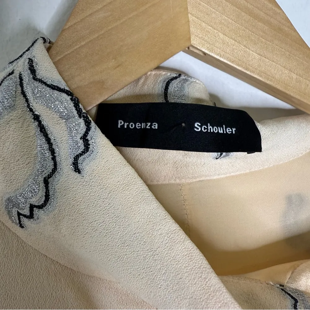 Proenza Schouler Sample Dress Embroidered Cream Long Sleeve US 4 / Small - Image 6