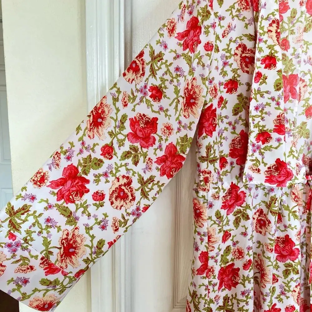 SOMETHING NAVY Red Poppy Gina Floral Coverup Robe Size Large Swim Beach Pool - Image 6