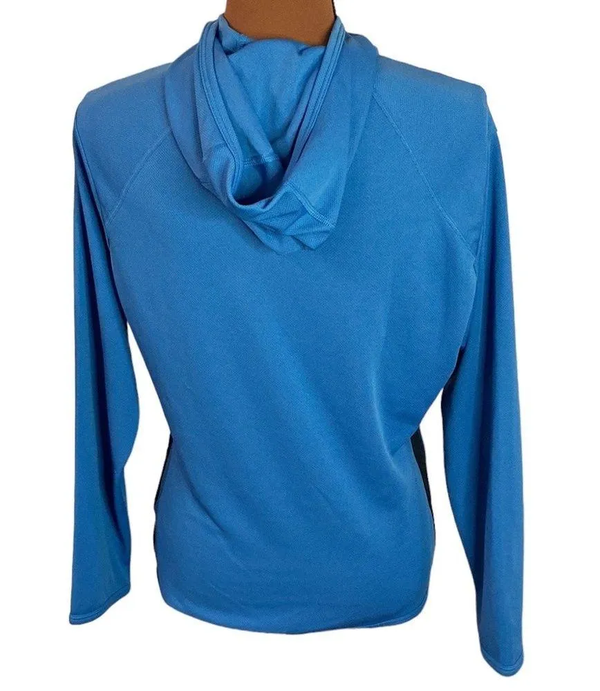 Nike athletic hooded mesh fabric half zip jacket  in storm blue black size M - Image 2