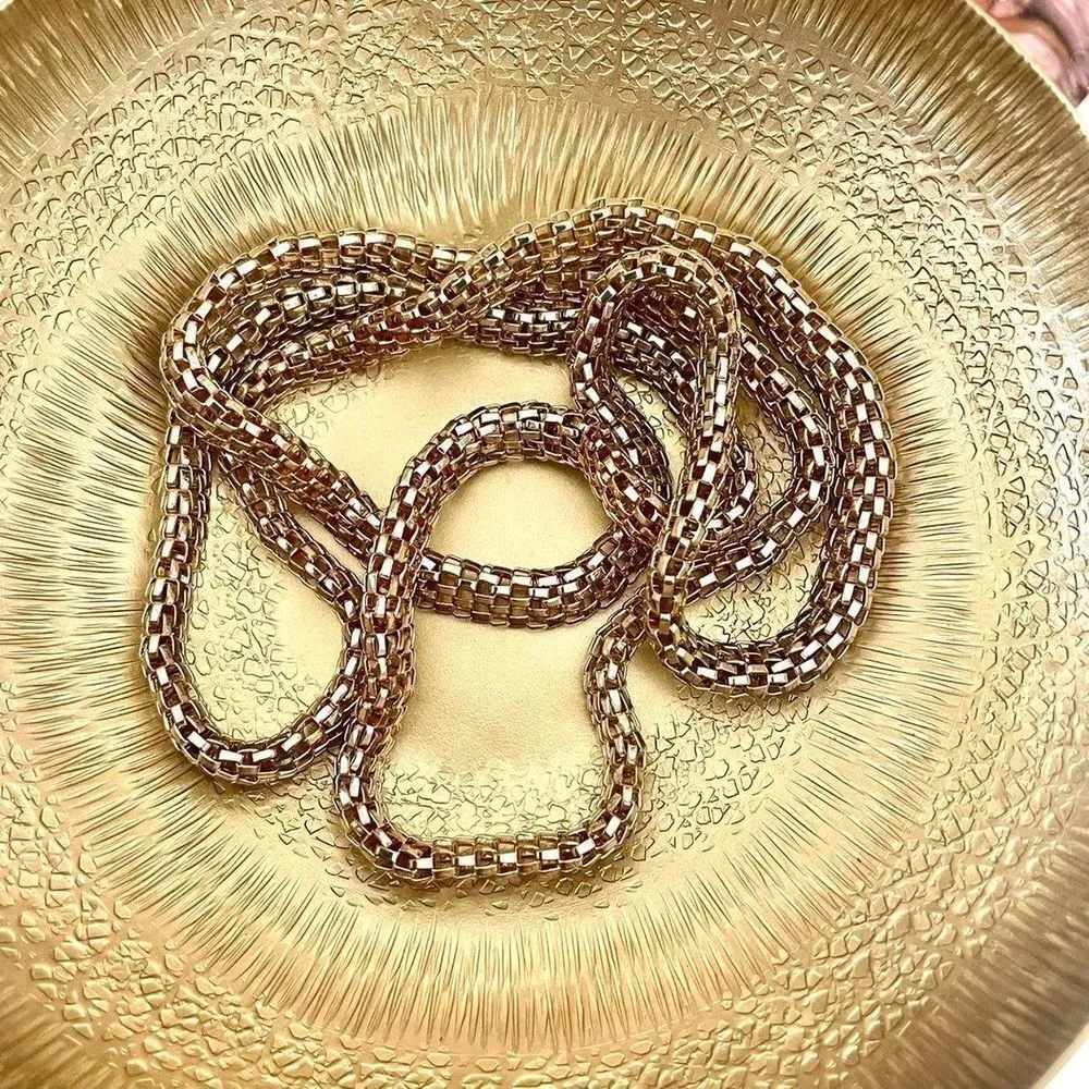 Long gold tone thick chain necklace Gold - Image 3