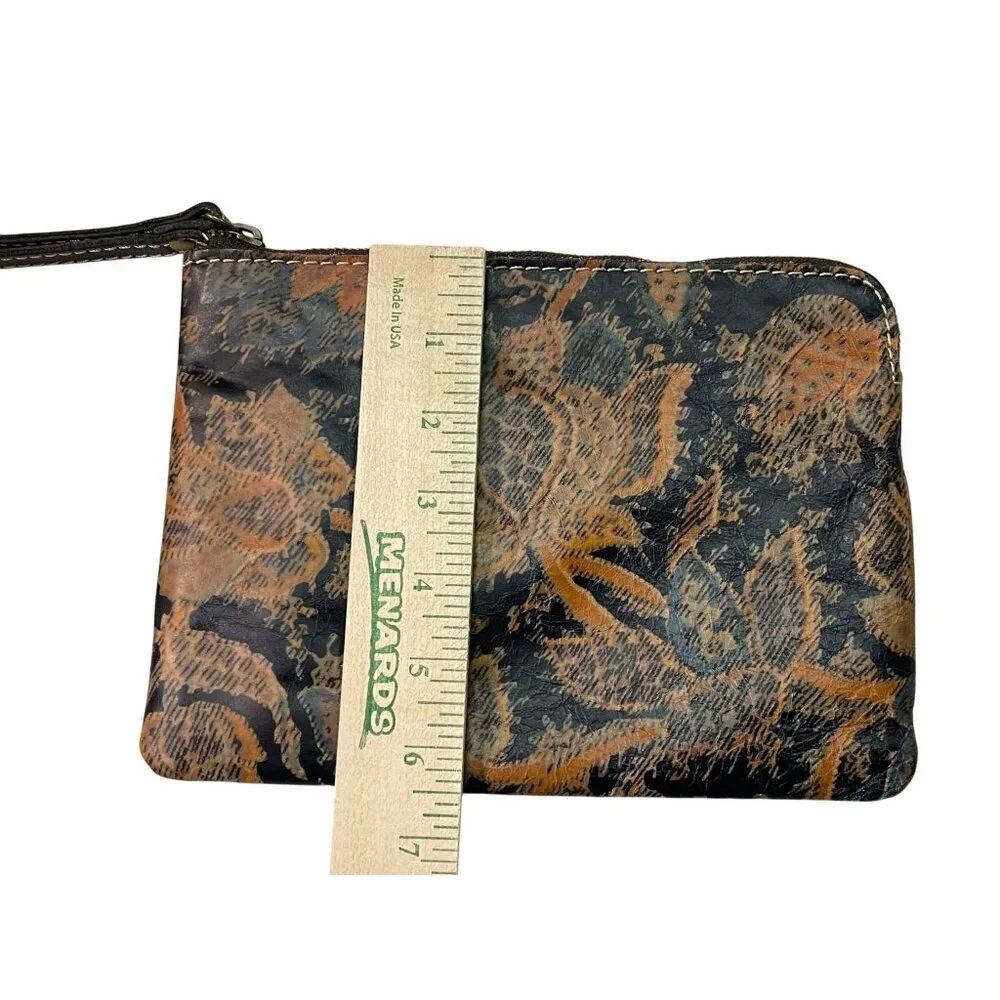 Patricia Nash Wristlet Used Floral Leather Brown Blue Black Tan - Image 10