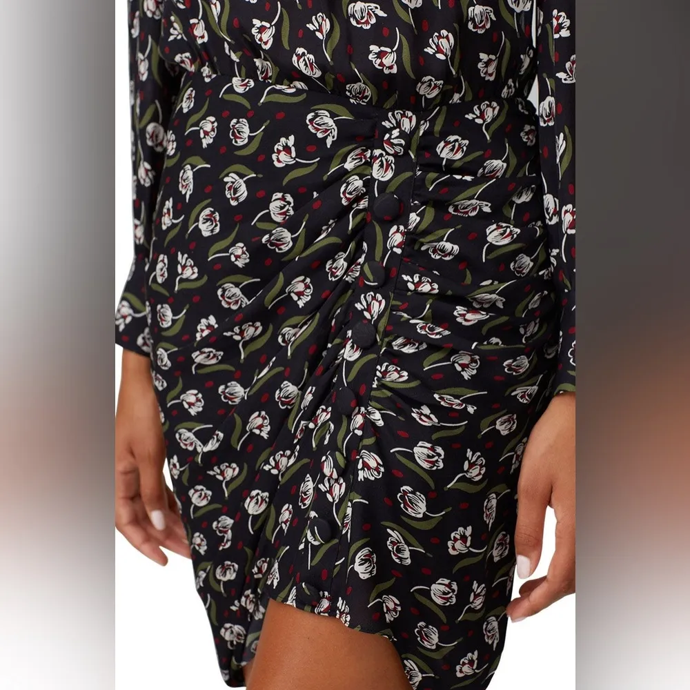 Veronica Beard Cadence Dress Size 0 Black Tulip Floral Print Draped Silk Garden - Image 16