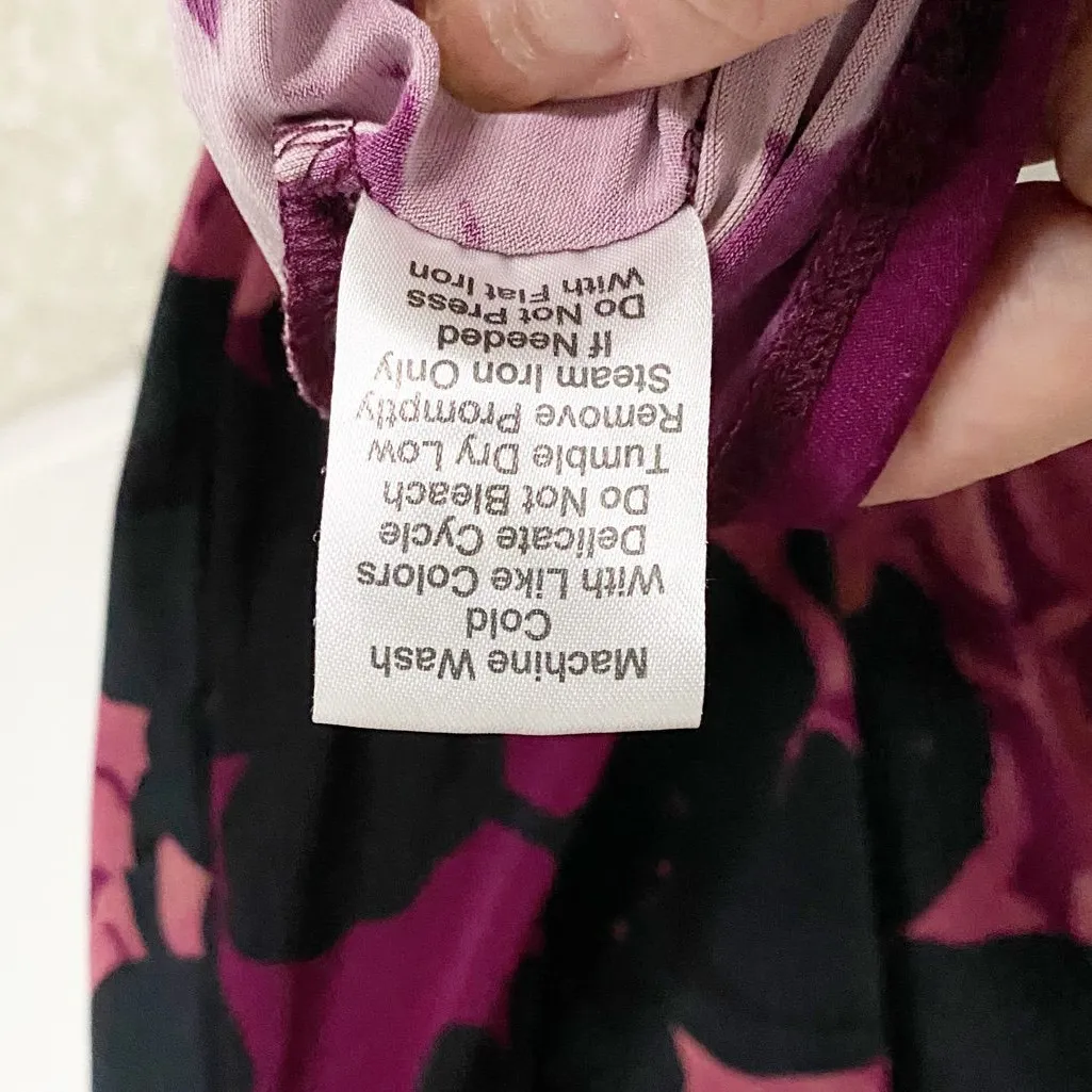 CABI FAUX WRAP PURPLE FLORAL V NECK DRESS SIZE S - Image 9