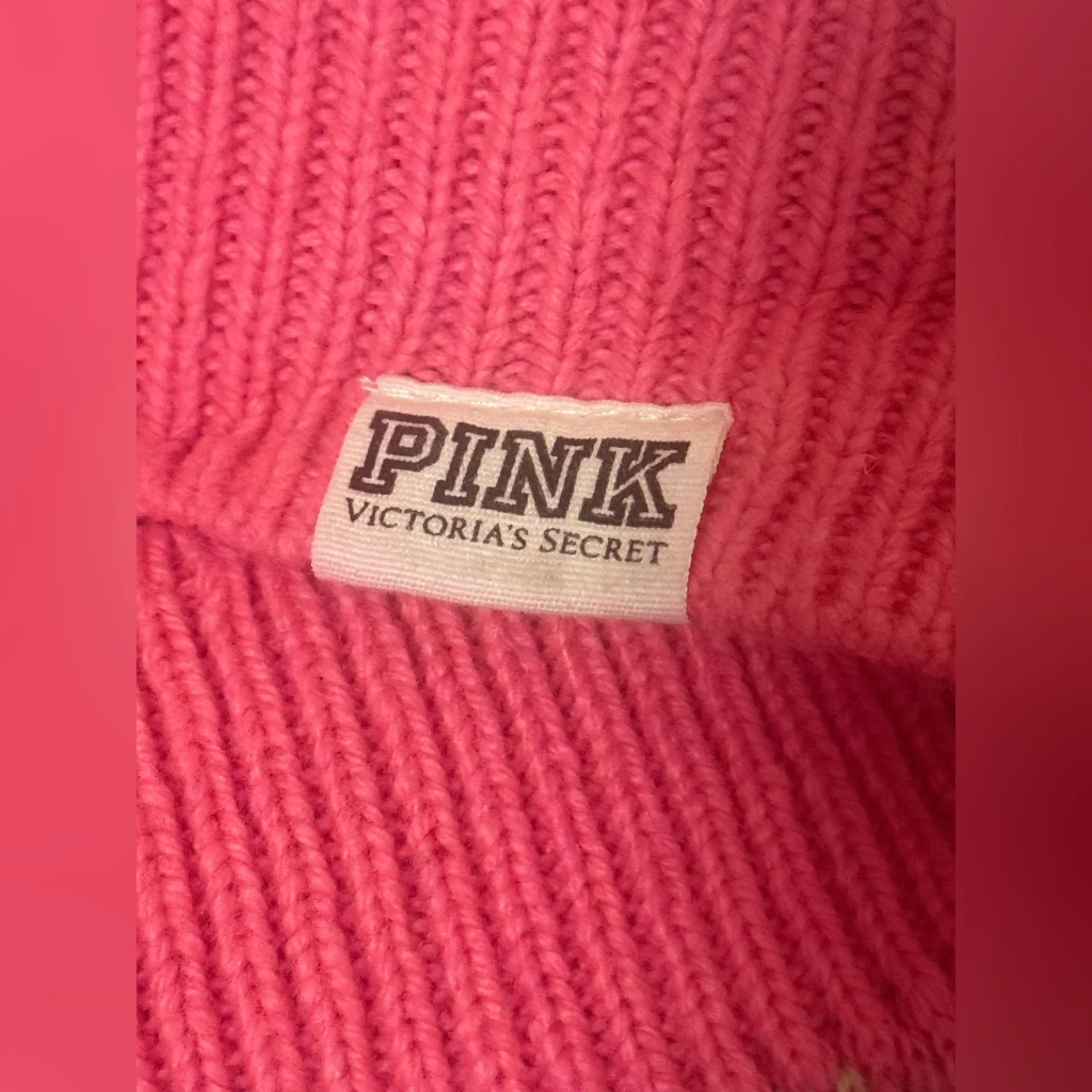 VS PINK Leopard Print Sweater Small Neon Hot Pink Black Wool Blend Pullover - Image 3