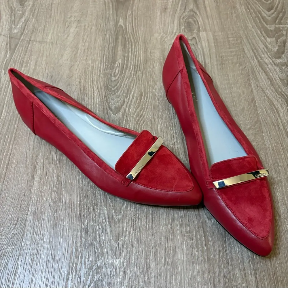 CALVIN KLEIN Red Belicia Loafers Flats Sz 9 Shoes Preppy Classic Ruby Slippers​ - Image 3