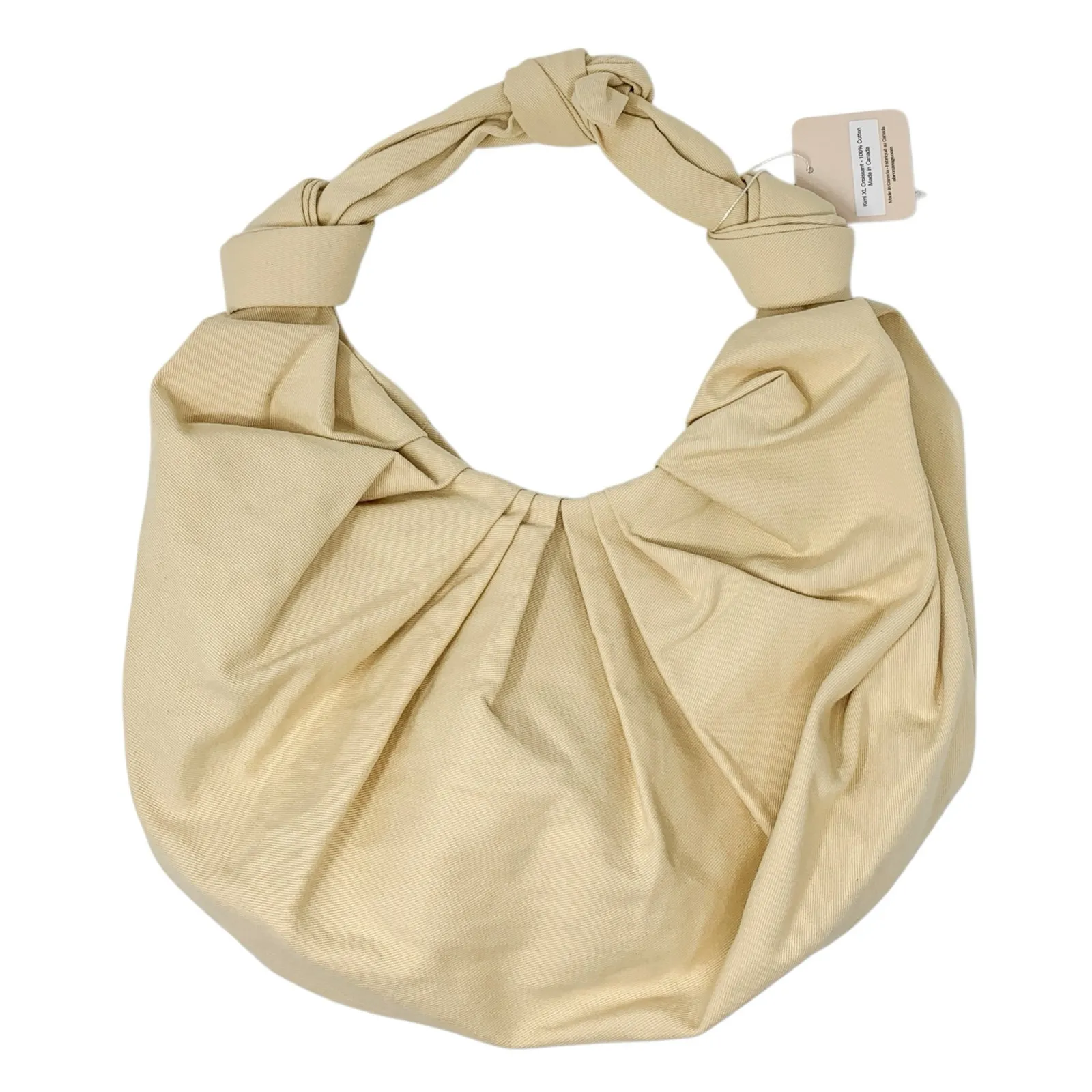 A Bronze Age XL Kimi Sand Cream Cotton Canvas Croissant Shoulder Bag - Image 4