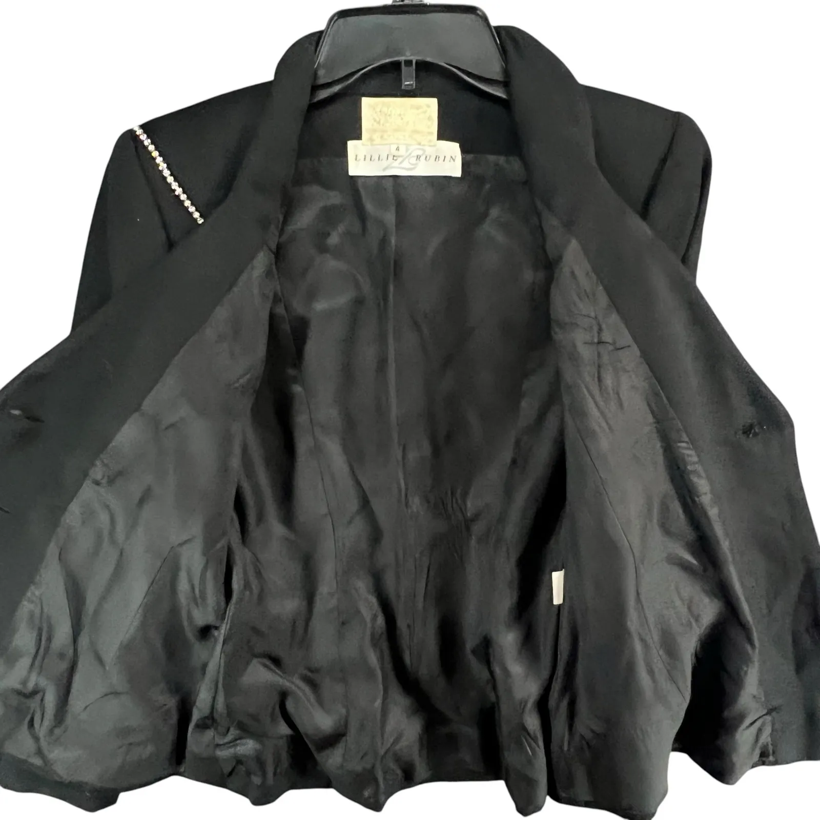 Alberto Makali x Lillie Rubin Blazer 4 Black Wool Rhinestones Jacket Retro Glam - Image 5