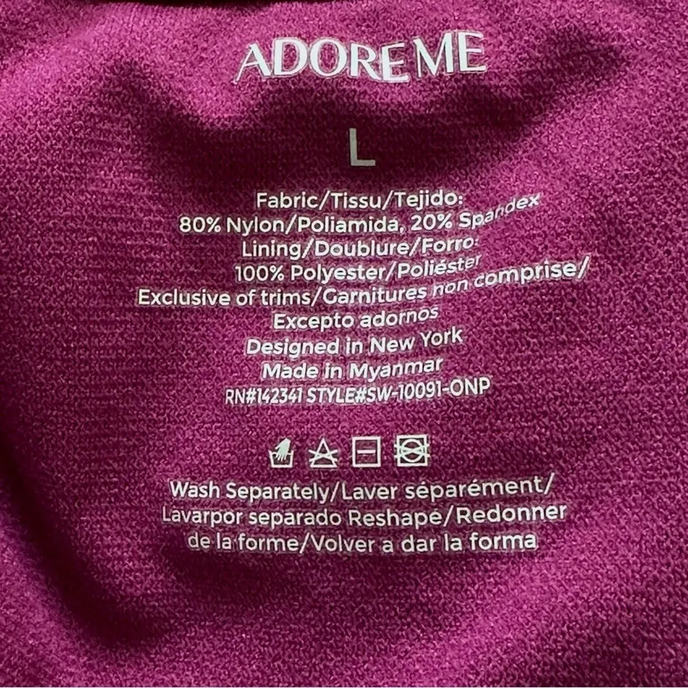 Adore Me Swimsuit One Piece Monroe Contour Purple Halter V-Neck Ruched Large NEW - Image 2