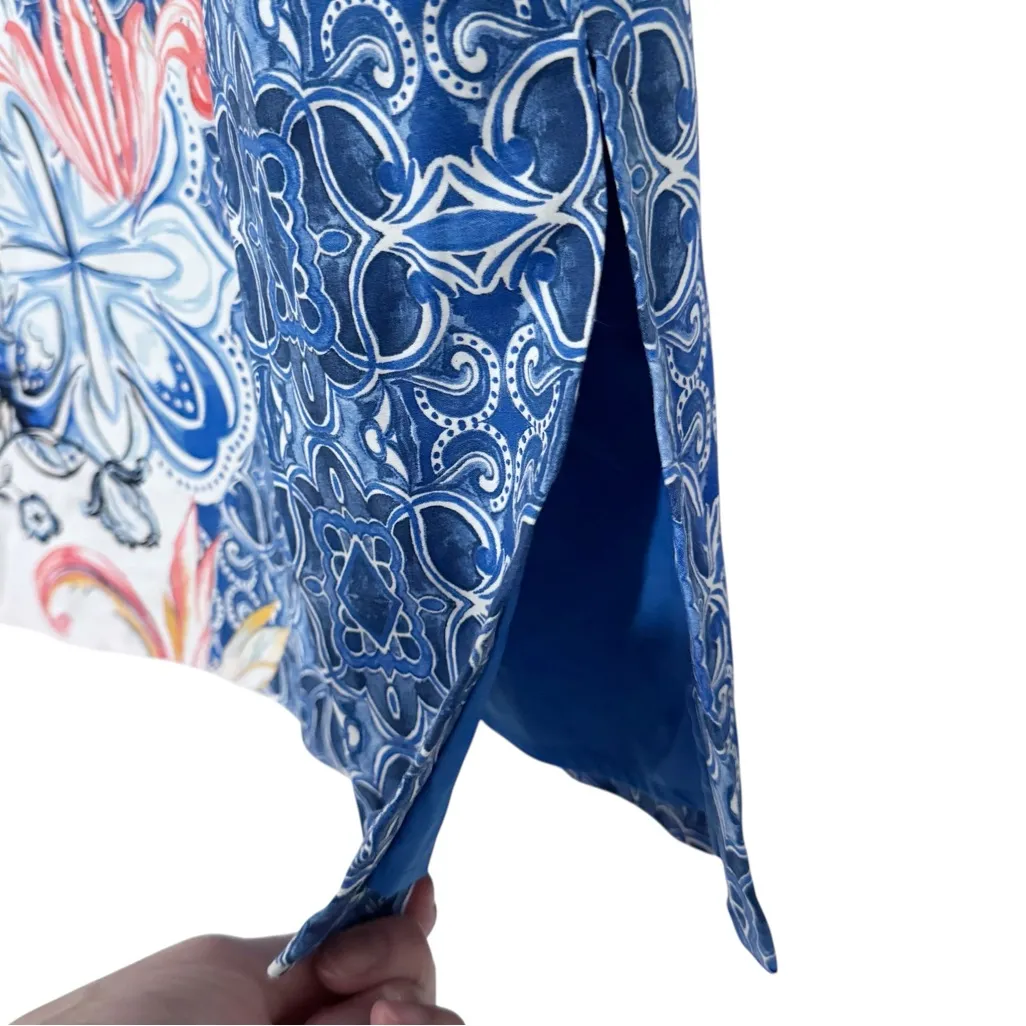 MOULINETTE SOEURS BLUE FLORAL PRINT PENCIL SKIRT SZ 4 - Image 4