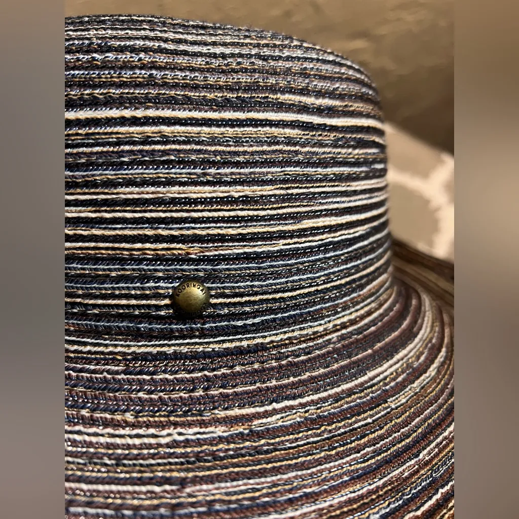 Kooringal Striped Black Brown Taupe Women's Hat made in Australia sized 58cm - Image 2