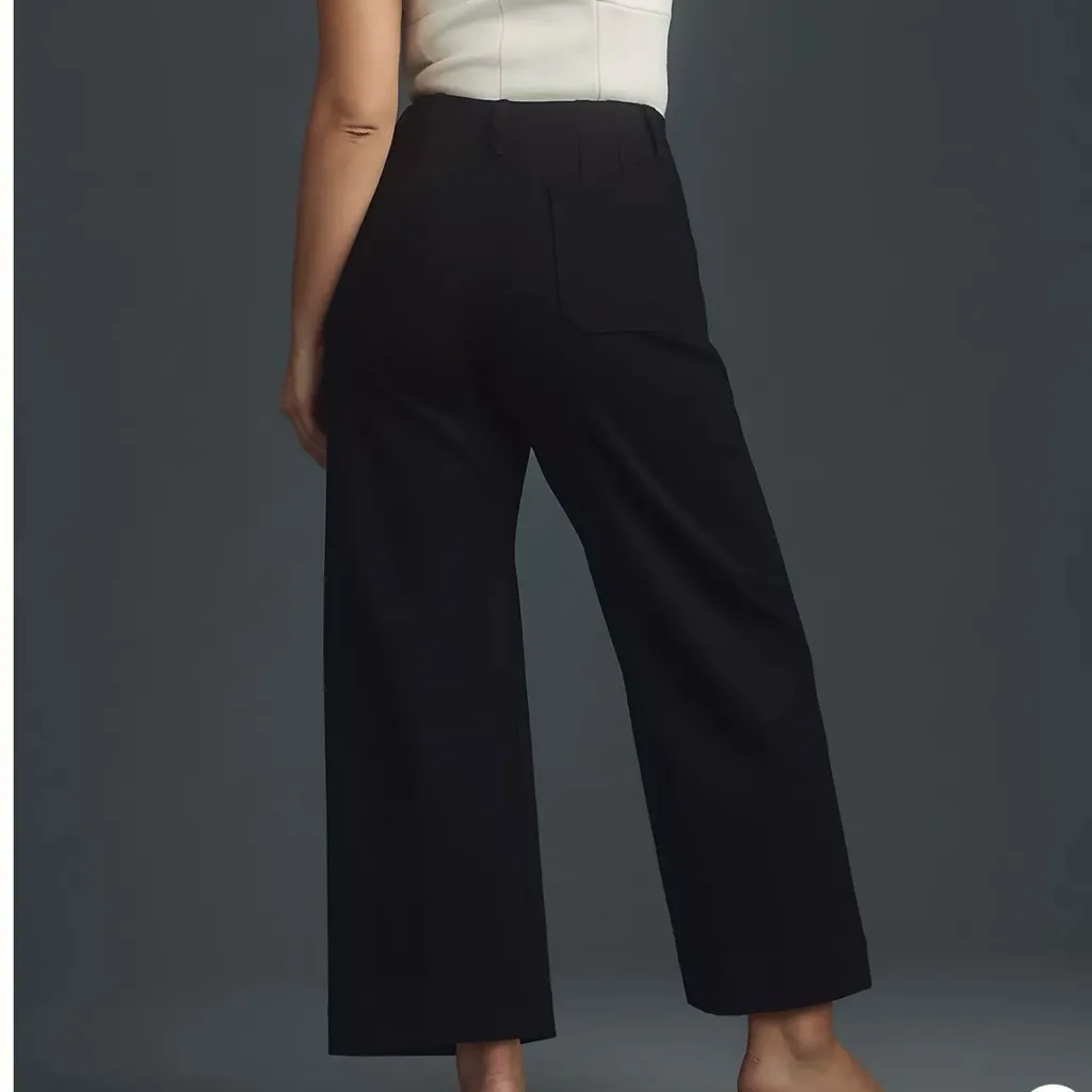 Maeve by Anthropologie Black The Colette Ponte Crop Wide-Leg Pants - Size 30P - Image 10