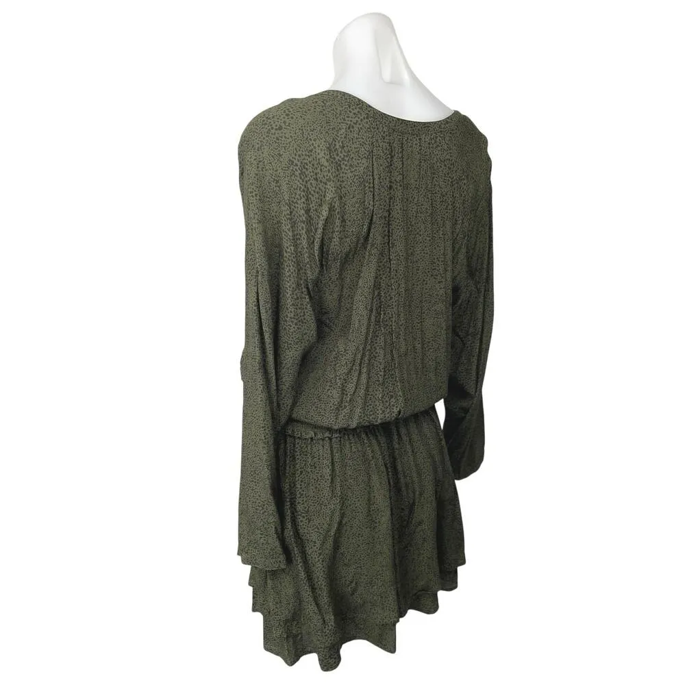 Rails Jasmine Olive Speckled V-neck Long Sleeve Smocked Waist Mini Dress Size L - Image 5
