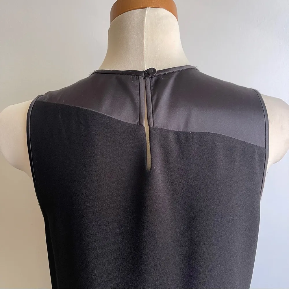 Halston Heritage Sleeveless Black Sheath Dress Satin Tiered Keyhole Cocktail 6 - Image 6