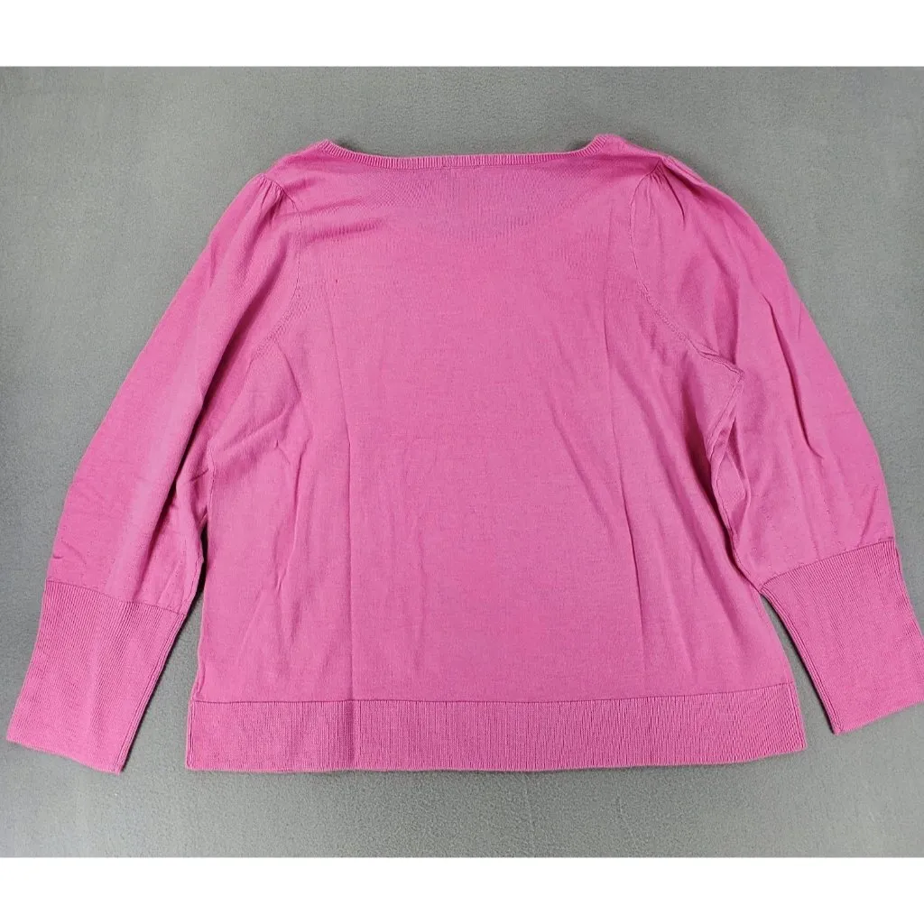 New Talbots‎ Merino Wool Puff Button Sleeve Pink Sweater 2Xp Petite Plus Rose - Image 3