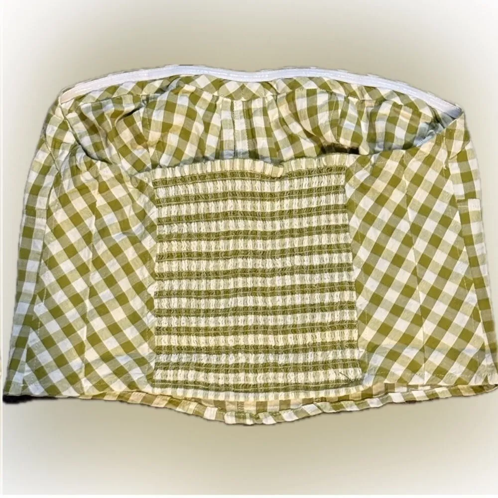 NWOT Free People Leilani Tube Top in Green Gingham Size Large - Image 9
