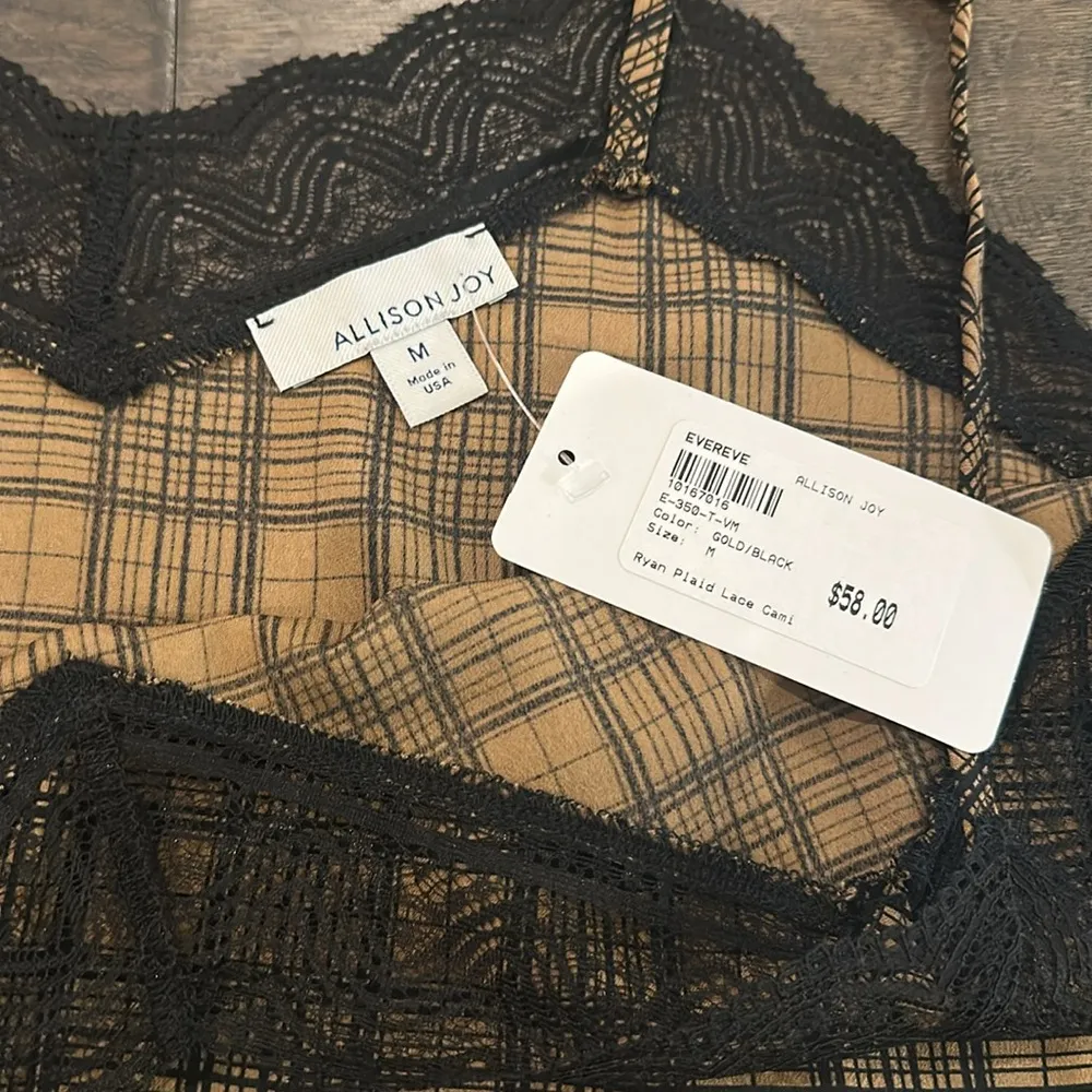 NWT Evereve Allison Joy Plaid Lace Cami Sz M - Image 6