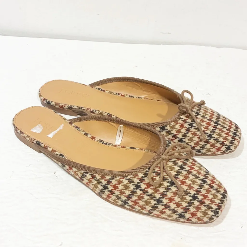Jcrew Factory Brown Plaid Ballerina Mules Slides Slip Ons Size 7 - Image 2