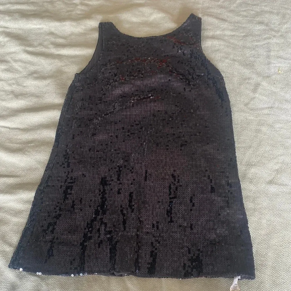 Free people black sequin mini dress low back size 4 slightly oversized - Image 4